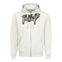 Oatmeal Heather Spotted Pig Zipper Hoodie - LillyAllenDesigns