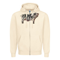 Sandshell Spotted Pig Zipper Hoodie - LillyAllenDesigns