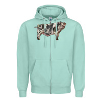 Seafoam Spotted Pig Zipper Hoodie - LillyAllenDesigns