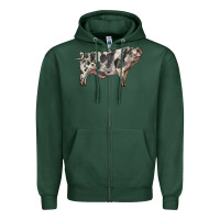 Sports Green Spotted Pig Zipper Hoodie - LillyAllenDesigns