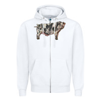 White Spotted Pig Zipper Hoodie - LillyAllenDesigns