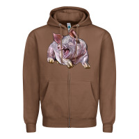 Chestnut Landrace Pig Zipper Hoodie - LillyAllenDesigns