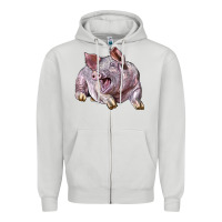 Dove Grey Landrace Pig Zipper Hoodie - LillyAllenDesigns