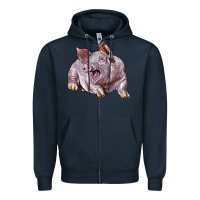 Navy Landrace Pig Zipper Hoodie - LillyAllenDesigns
