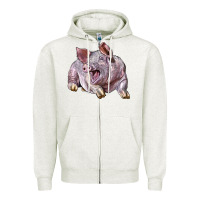 Oatmeal Heather Landrace Pig Zipper Hoodie - LillyAllenDesigns