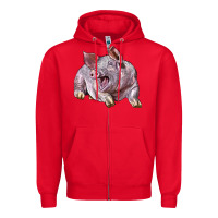 Red Landrace Pig Zipper Hoodie - LillyAllenDesigns