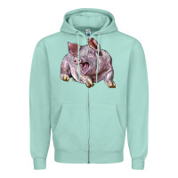 Seafoam Landrace Pig Zipper Hoodie - LillyAllenDesigns