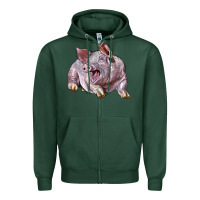 Sports Green Landrace Pig Zipper Hoodie - LillyAllenDesigns
