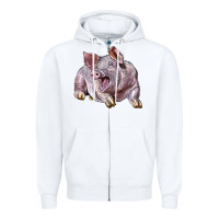 White Landrace Pig Zipper Hoodie - LillyAllenDesigns