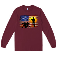 Burgundy american flag soldier sunset Long Sleeve Tee - JahusDesignShop