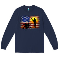 Navy american flag soldier sunset Long Sleeve Tee - JahusDesignShop