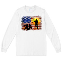 White american flag soldier sunset Long Sleeve Tee - JahusDesignShop
