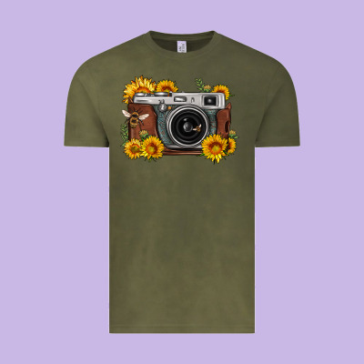 Sunflower Bee Vintage Camera Vintage Tee Designed By Fadigitalartstudio