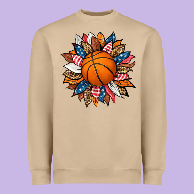 Basketball Sunflower Heavyweight Sweatshirt Designed By Hra Design Shop