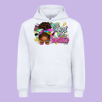 70's Made 80's Raised Afro Messy Bun Urban Hoodie Designed By Texasbilliewilder