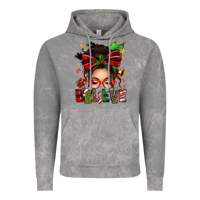 Christmas Believe Afro Messy Bun Vintage Hoodie by texasbilliewilder | Teevron