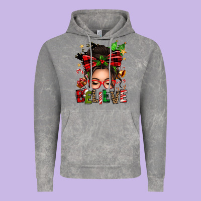 Christmas Believe Afro Messy Bun Vintage Hoodie Designed By Texasbilliewilder