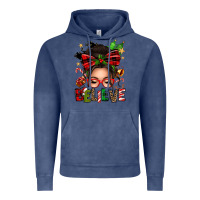 Vintage Denim christmas believe afro messy bun Vintage Hoodie - texasbilliewilder