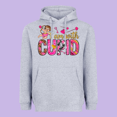 I Am With Cupid Heavyweight Hoodie Designed By Nancycooperartshop