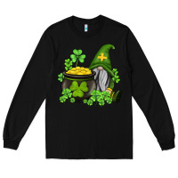 Black st patricks gnome and pot of gold Long Sleeve Tee - AdoDesignShop