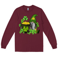 Burgundy st patricks gnome and pot of gold Long Sleeve Tee - AdoDesignShop