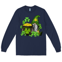 Navy st patricks gnome and pot of gold Long Sleeve Tee - AdoDesignShop