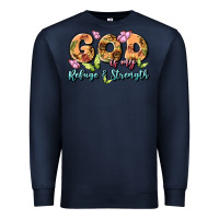 Navy god is my refuge and strength Premium Sweatshirt - MaliasSmallBusiness