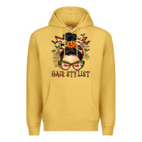 Antique Gold Hair stylist messy bun Premium Hoodie - BarkalooDesign