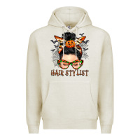 Oatmeal Heather Hair stylist messy bun Premium Hoodie - BarkalooDesign