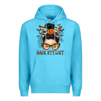 Ocean Blue Hair stylist messy bun Premium Hoodie - BarkalooDesign