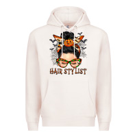 Pale Pink Hair stylist messy bun Premium Hoodie - BarkalooDesign