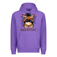 Purple Hair stylist messy bun Premium Hoodie - BarkalooDesign