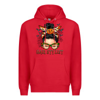 Red Hair stylist messy bun Premium Hoodie - BarkalooDesign