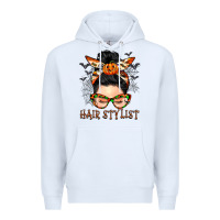 White Hair stylist messy bun Premium Hoodie - BarkalooDesign