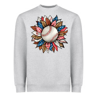 Heather Grey baseball sunflower Heavyweight Sweatshirt - HRA Design Shop