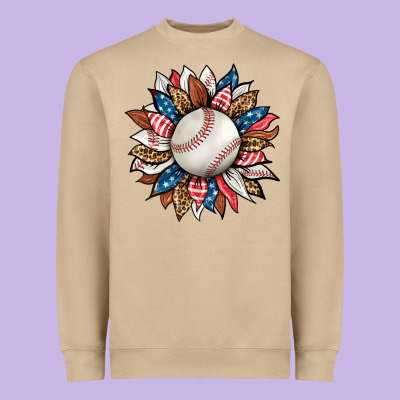 Baseball Sunflower Heavyweight Sweatshirt Designed By Hra Design Shop