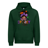 Forest Green Spooky vibes afro messy bun Urban Hoodie - NancyCooperArtShop