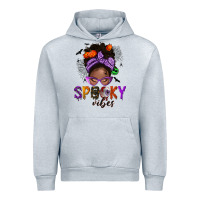 Heather Grey Spooky vibes afro messy bun Urban Hoodie - NancyCooperArtShop