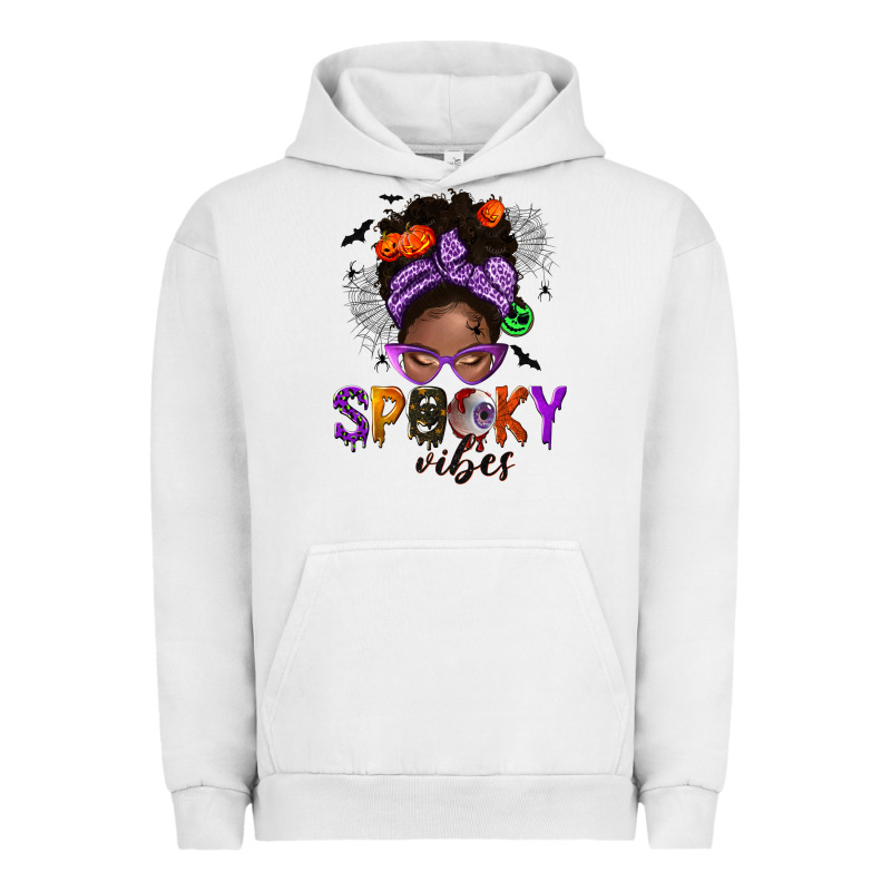 Spooky Vibes Afro Messy Bun Urban Hoodie by NancyCooperArtShop | Teevron