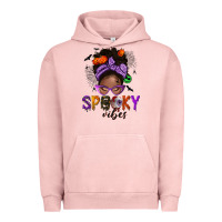 Pigment Salmon Spooky vibes afro messy bun Urban Hoodie - NancyCooperArtShop
