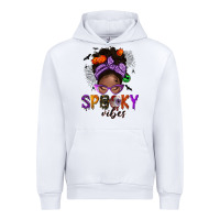 White Spooky vibes afro messy bun Urban Hoodie - NancyCooperArtShop