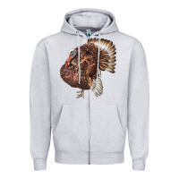 Heather Grey Bourbon Red Turkey Zipper Hoodie - LillyAllenDesigns
