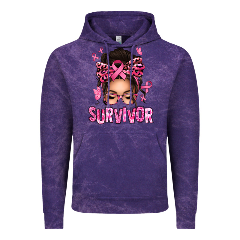 Breast Cancer Survivor Afro Messy Bun Vintage Hoodie by texasbilliewilder | Teevron
