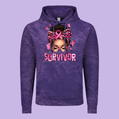 Breast Cancer Survivor Afro Messy Bun Vintage Hoodie Designed By Texasbilliewilder