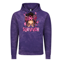 Cloud Purple breast cancer survivor afro messy bun Vintage Hoodie - texasbilliewilder