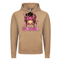 Vintage Coffee breast cancer survivor afro messy bun Vintage Hoodie - texasbilliewilder