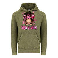 Vintage Olive breast cancer survivor afro messy bun Vintage Hoodie - texasbilliewilder