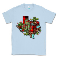Dusty Blue cactus christmas texas map Classic Tee - JahusDesignShop