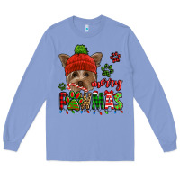 Colony Blue merry pawmas christmas yorkie Long Sleeve Tee - Jasminsmagicworld