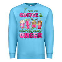 Ocean Blue i run on coffee and christmas cheer Premium Sweatshirt - MaliasSmallBusiness